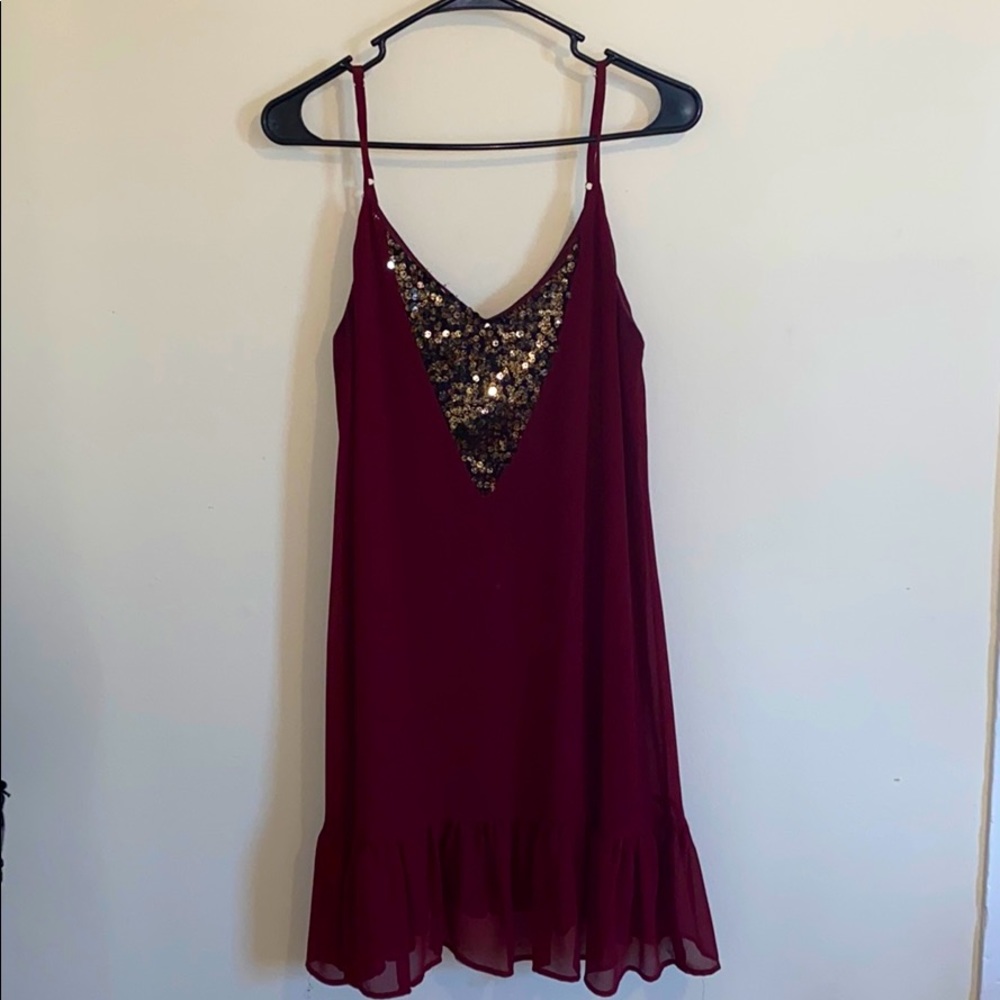 Maroon and gold dress